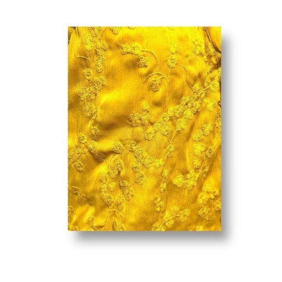 Maeve Anthropologie 4 Yellow Blouse Lace Up Floral Embroidered Sleeveless Lined - Picture 2 of 10